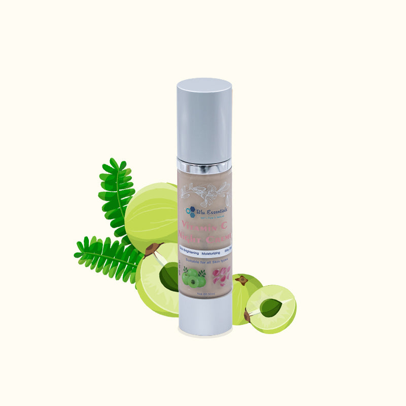 Blu Essentials Vitamin C Night Cream is one of the most essential skin care ingredients. It rejuvenates skin, making it appear more youthful while reducing signs of aging such as uneven tone, discoloration and fine lines and wrinkles. Vitamin C also helps guard your skin from the damage that can be caused by the Sun’s UV rays.