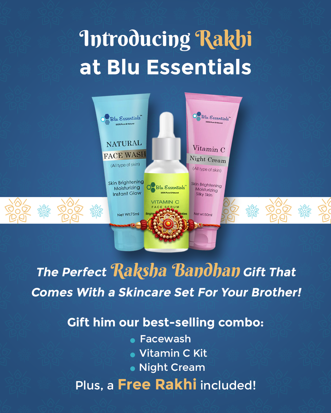 Best Rakhi Gift Set for Brother | Blu Essentials Men’s Skincare Combo with Free Rakhi