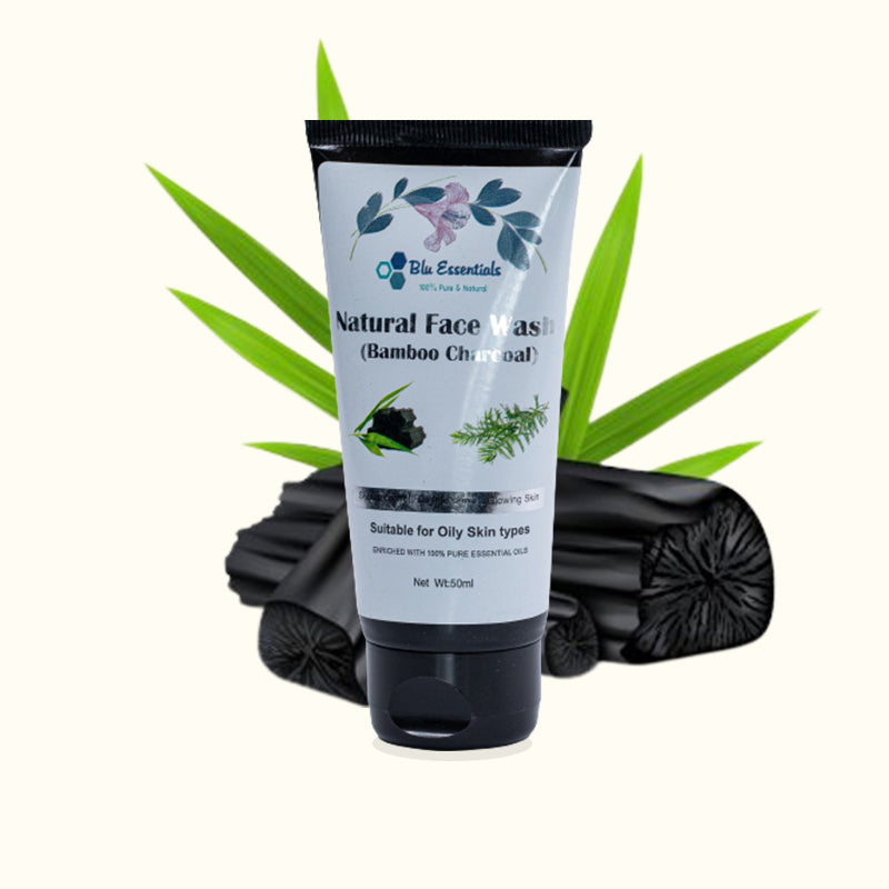 Blu Essentials Sebum Control Natural Face Wash has goodness of Bamboo Charcoal, Aloe Vera along with Tea Tree Oil, Lemon Oil and Neem Extract. This combination works wonders for controlling sebum extra secretion and leaves your skin less oily, clean and bright. Face Wash contains no artificial perfumes and gives the skin a smooth, bright and glowing look and feel all day.